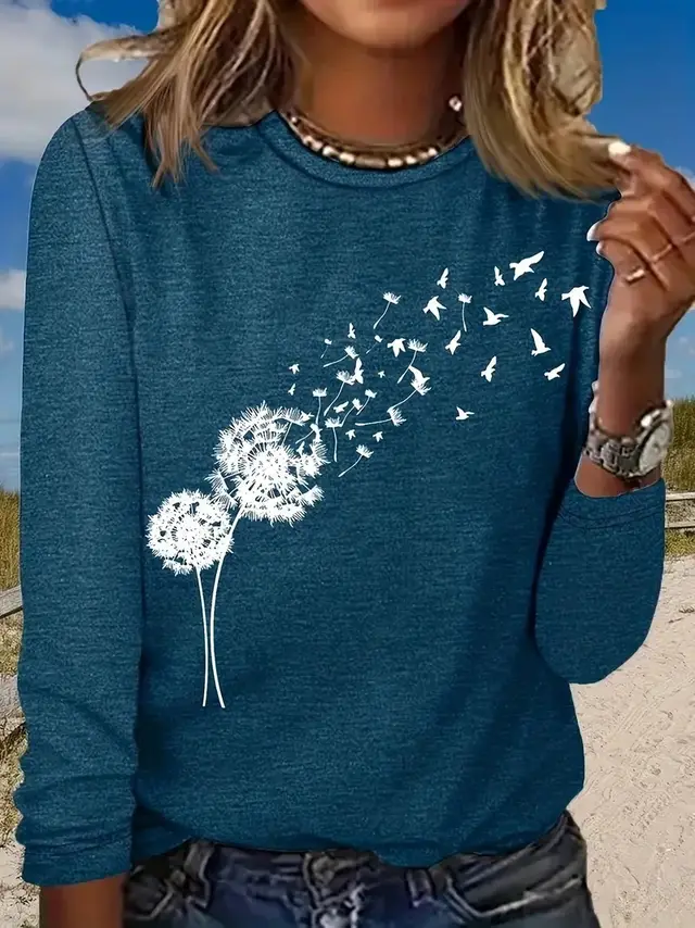 Women's New Long Sleeve 3D Printed Crew Neck Sweatshirt Wqnt34Yt39 - Shop at LoveMi