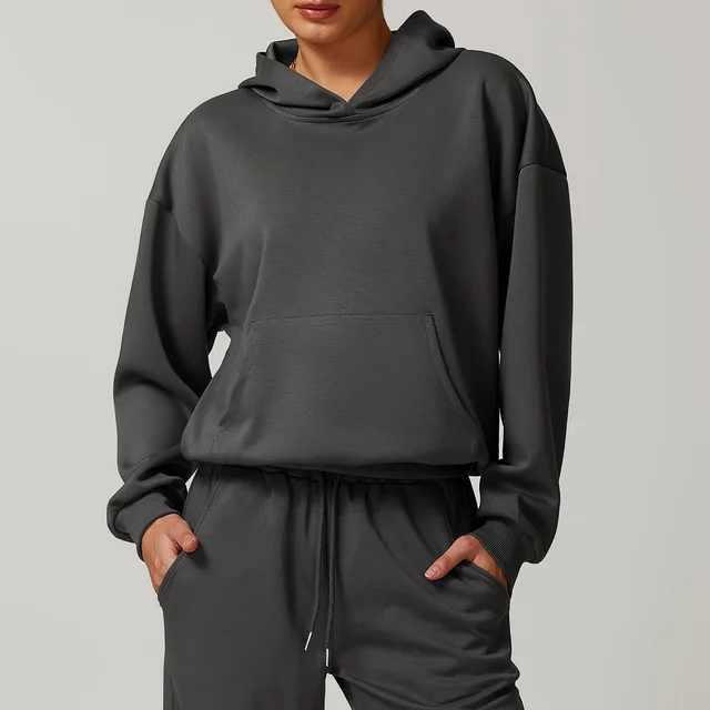 Hooded Sweatshirt Long Sleeve Women's Break Easy Matching Coat Moss Gray - Shop at LoveMi