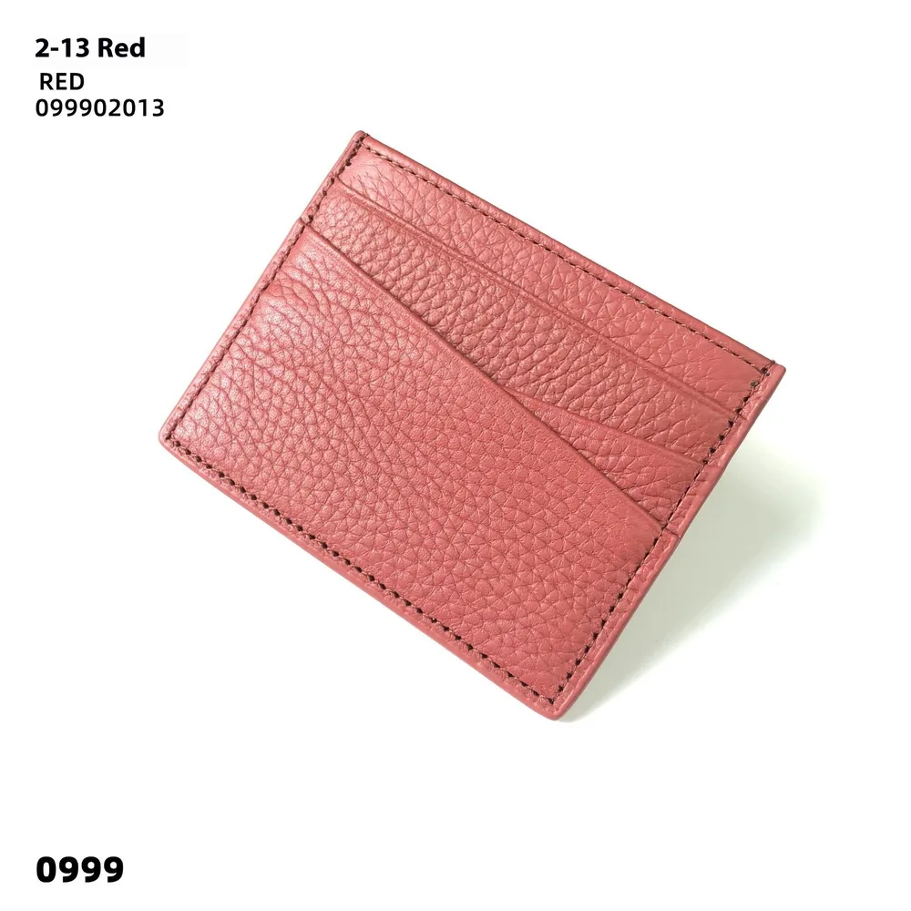 Leather Oil Edge Oblique Thin Bank Card Holder Soft Cowhide Document Package Orange - Shop at LoveMi