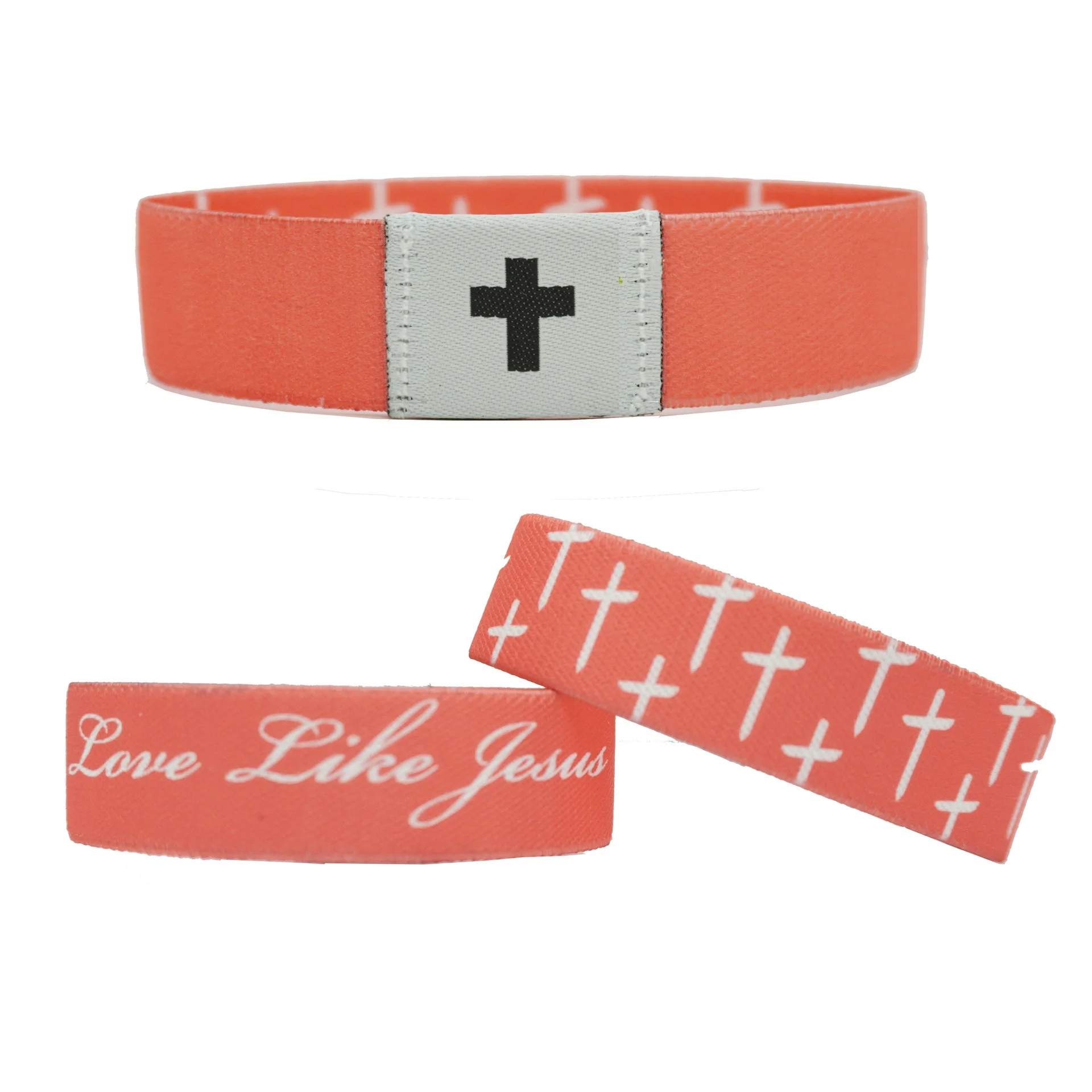 Daily Bible Bracelet - Rose Pink Cross Cloth Label