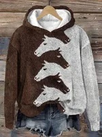 Animal Print Hooded Women's Sweater - 13Style-Xl