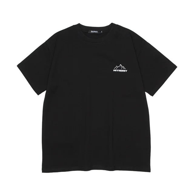 Summer Pure Cotton Camping Printing Oversize College Style Couple Wear Short Sleeve Black - Shop at LoveMi