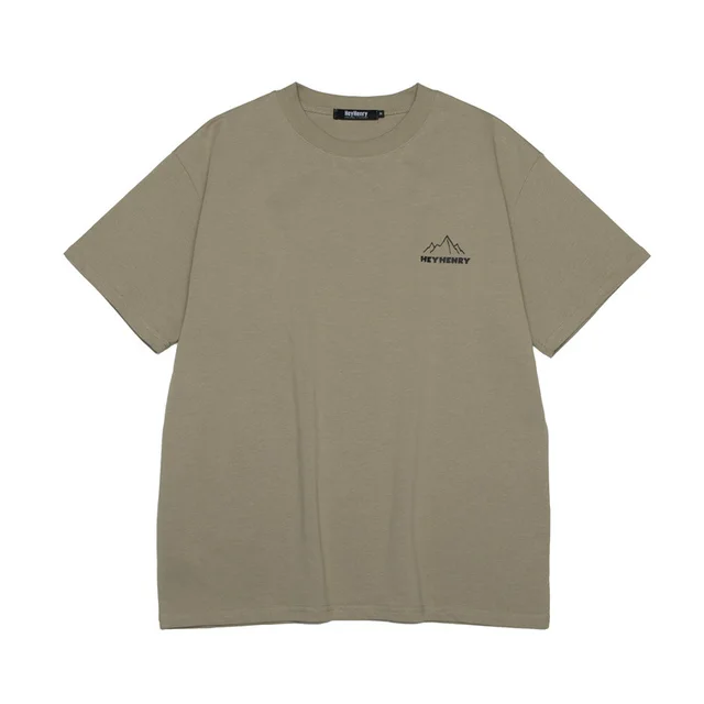 Summer Pure Cotton Camping Printing Oversize College Style Couple Wear Short Sleeve Khaki - Shop at LoveMi
