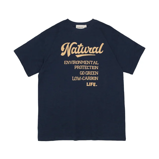 Letter Printed T shirt Top Loose Couple Sapphire Blue - Shop at LoveMi
