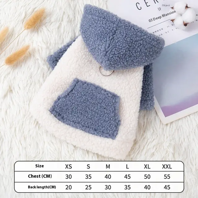 Thickened Warm Pet Hooded Cotton padded Coat Blue - Shop at LoveMi