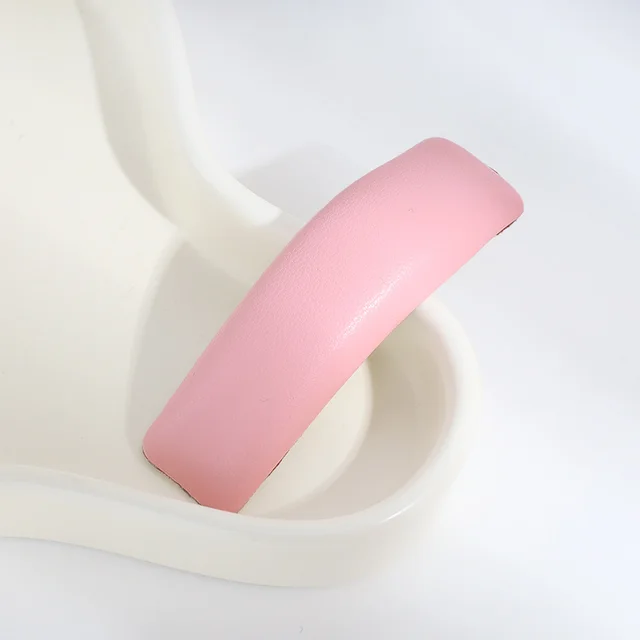 Leather Barrettes Pleated Solid Color Simple Temperamental All match Leather Pink - Shop at LoveMi