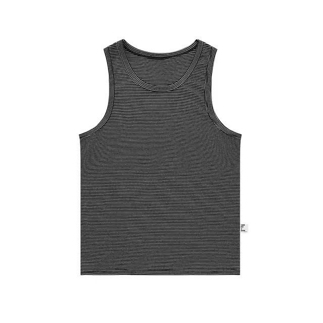 Striped Vest Short Sleeve Women's Loose Slimming Heavy Sleeveless Black - Shop at LoveMi