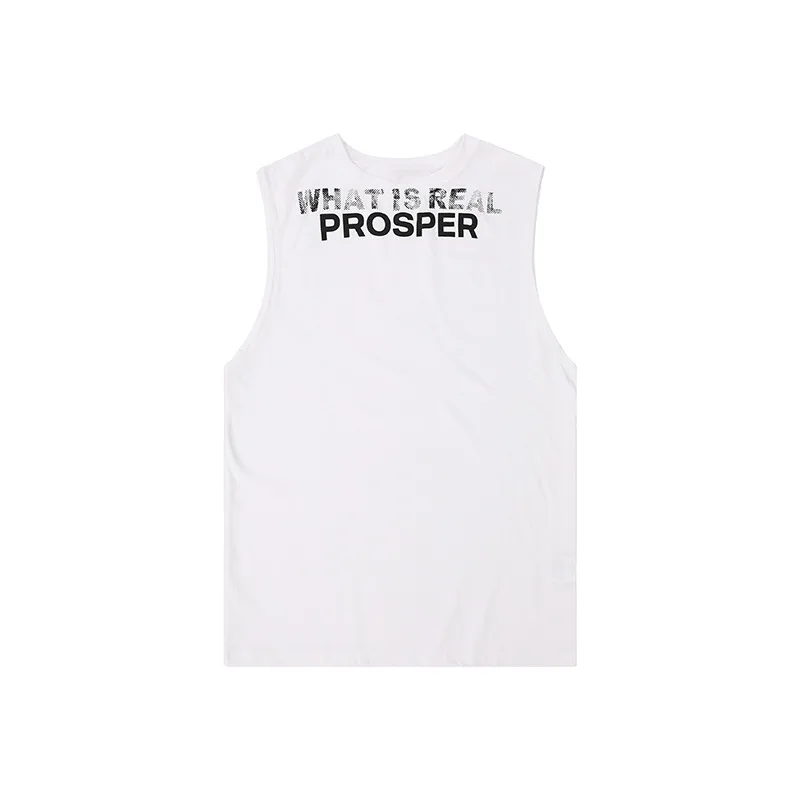 Letter Print Sleeveless Women's Loose Vest Casual Beige - Shop at LoveMi