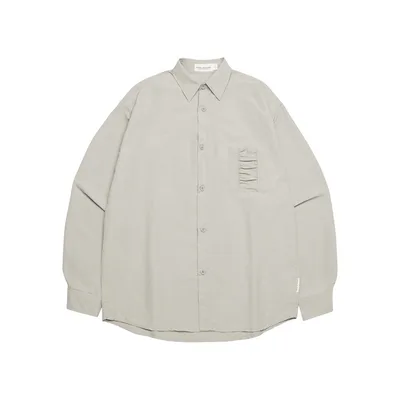 Retro Wrinkle Dry Pocket Design Shirt Loose Long Sleeve Apricot - Shop at LoveMi