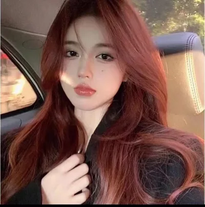 Women's Long Hair Full head Wig Mid length Fluffy Eight character Bangs Red - Shop at LoveMi