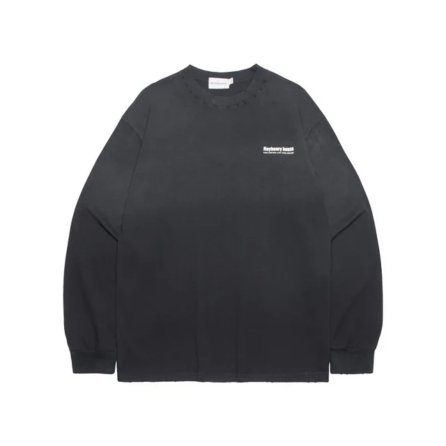 American Letter Printing Round Neck Loose Top Black - Shop at LoveMi