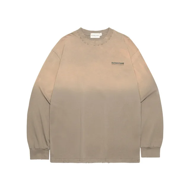 American Letter Printing Round Neck Loose Top Brown - Shop at LoveMi