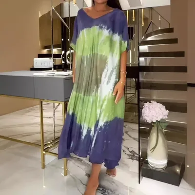 Round Neck Loose Short Sleeves Dress No.2 Xl - Shop at LoveMi