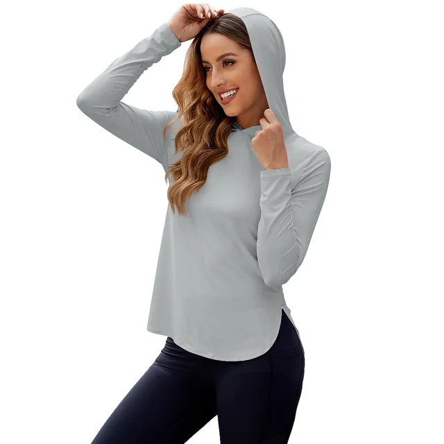 UPF 50 Sun Protection Shirt Hoodie SPF Long Sleeve Gray - Shop at LoveMi