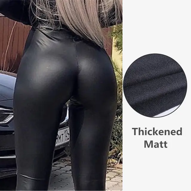 PU Leather Pants Women's High Waist Matte Thin Velvet - Shop at LoveMi