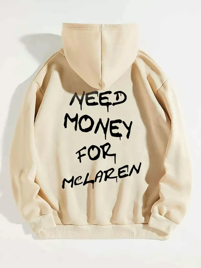 Thick Plain Letter Print Sweatshirt Khaki - Shop at LoveMi
