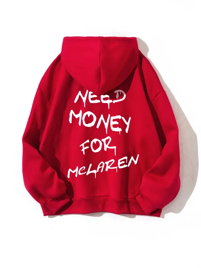Thick Plain Letter Print Sweatshirt Red - Shop at LoveMi