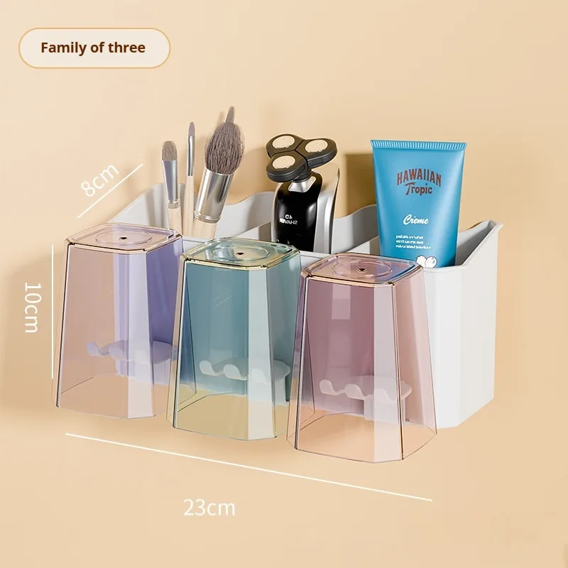 Punch free Toothbrush Rack Family Pack Gargle Cup Storage A Family Of Three Cup - Shop at LoveMi