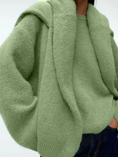 Pullover Women's Loose Thick Cashmere Round Neck Sweater Green - Shop at LoveMi