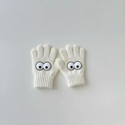 Warm Wool Knitted Five finger Baby Gloves Milky White - Shop at LoveMi