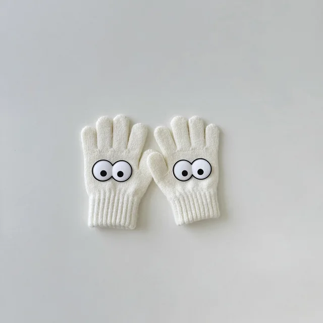 Warm Wool Knitted Five finger Baby Gloves Milky White - Shop at LoveMi