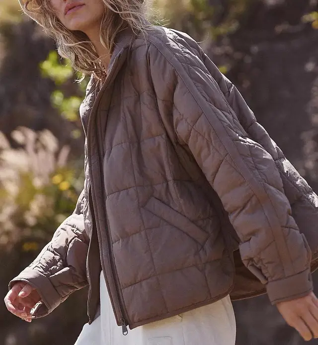 Women's Lightweight Zip Compression Cotton Jacket Short Down Jacket Coat Brown - Shop at LoveMi