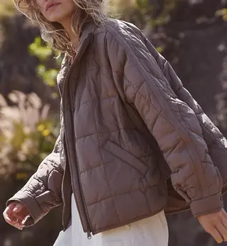 Women's Lightweight Zip Compression Cotton Jacket Short Down Jacket Coat - Brown