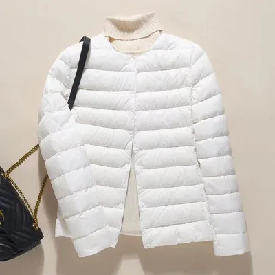 Lightweight Down Warm Short Women's Cotton Clothes White - Shop at LoveMi