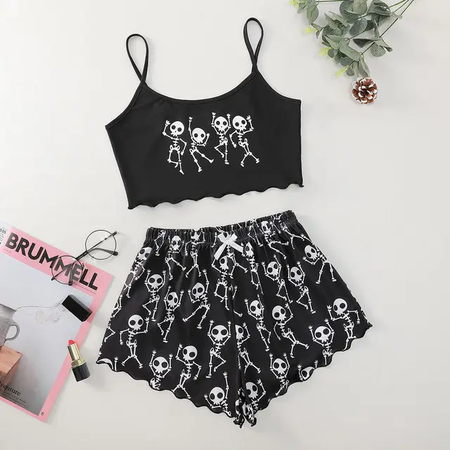 Split Sexy Bikini Printed Strap Tube Top Shorts Home Wear Picture 7 - Shop at LoveMi