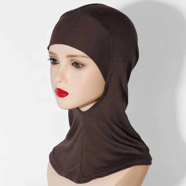Multi Color Breathable Neck High Elastic Base Cap Cover Turban Brown - Shop at LoveMi