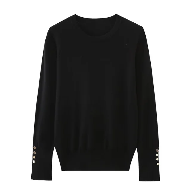 Women's Round Neck Slim Bottoming Basic Sweater Black - Shop at LoveMi