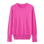 Women's Round Neck Slim Bottoming Basic Sweater - Rose Red