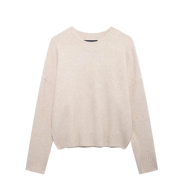 Versatile Solid Color Long Sleeve Soft Sweater Apricot - Shop at LoveMi