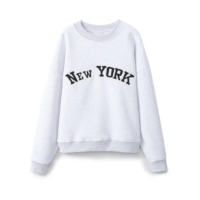 Women's Fashion Character Embroidery Flannel Sweater Gray - Shop at LoveMi