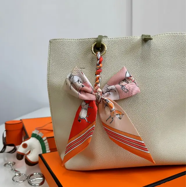 Camellia Silk Scarf Bow Keychain Pendant No 19 - Shop at LoveMi