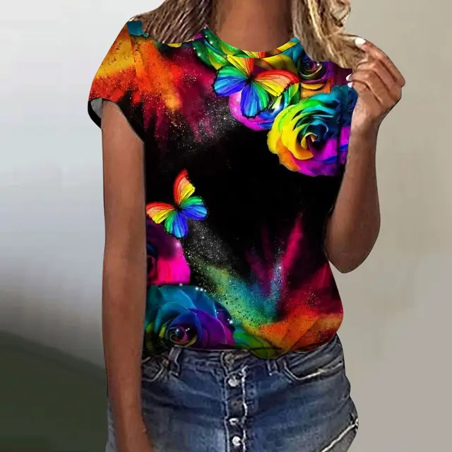 Butterfly Digital Printed Short Sleeve Shirt Dxxtch5321 - Shop at LoveMi