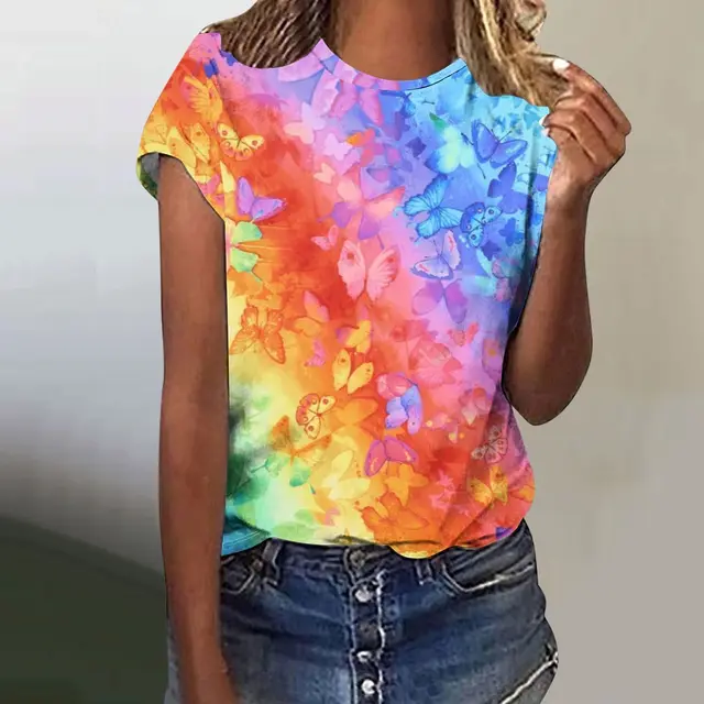 Digital Printing Butterfly Short Sleeve Dxxtch5305 - Shop at LoveMi