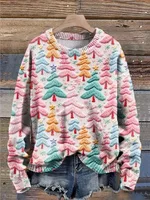 Women's Round Neck Plus Size Simple Printed Sweater - G7Z4675-5Xl