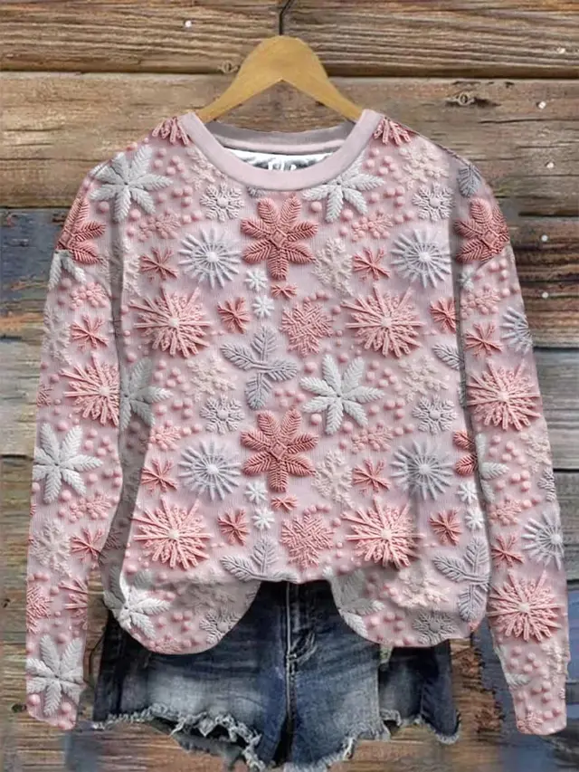 Women's Round Neck Plus Size Simple Printed Sweater G7Z4677 - Shop at LoveMi