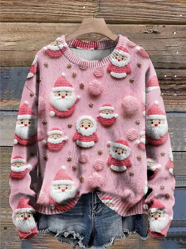 Women's Round Neck Plus Size Simple Printed Sweater G7Z4678 - Shop at LoveMi