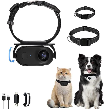 Pet Recorder HD Mini Camera Magnetic Suction Black Wifi 128G Memory Collar - Shop at LoveMi