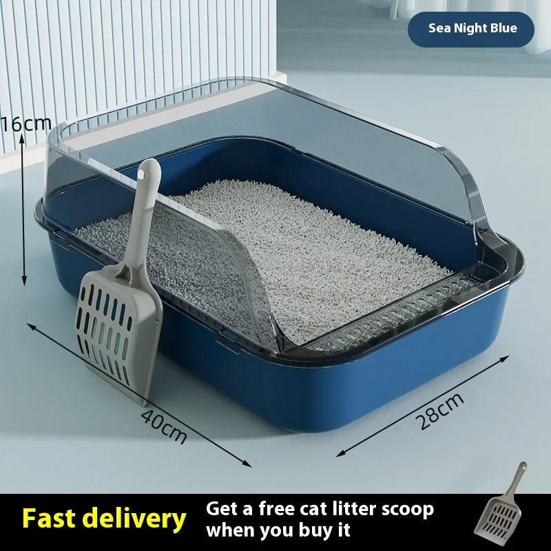 Litter Box Splash proof Semi closed Medium Medium Sea Night Blue - Shop at LoveMi