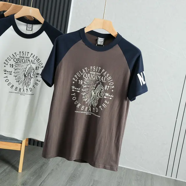 American Casual Cotton Washed Brushed Half Sleeve T shirt Coffee Black - Shop at LoveMi