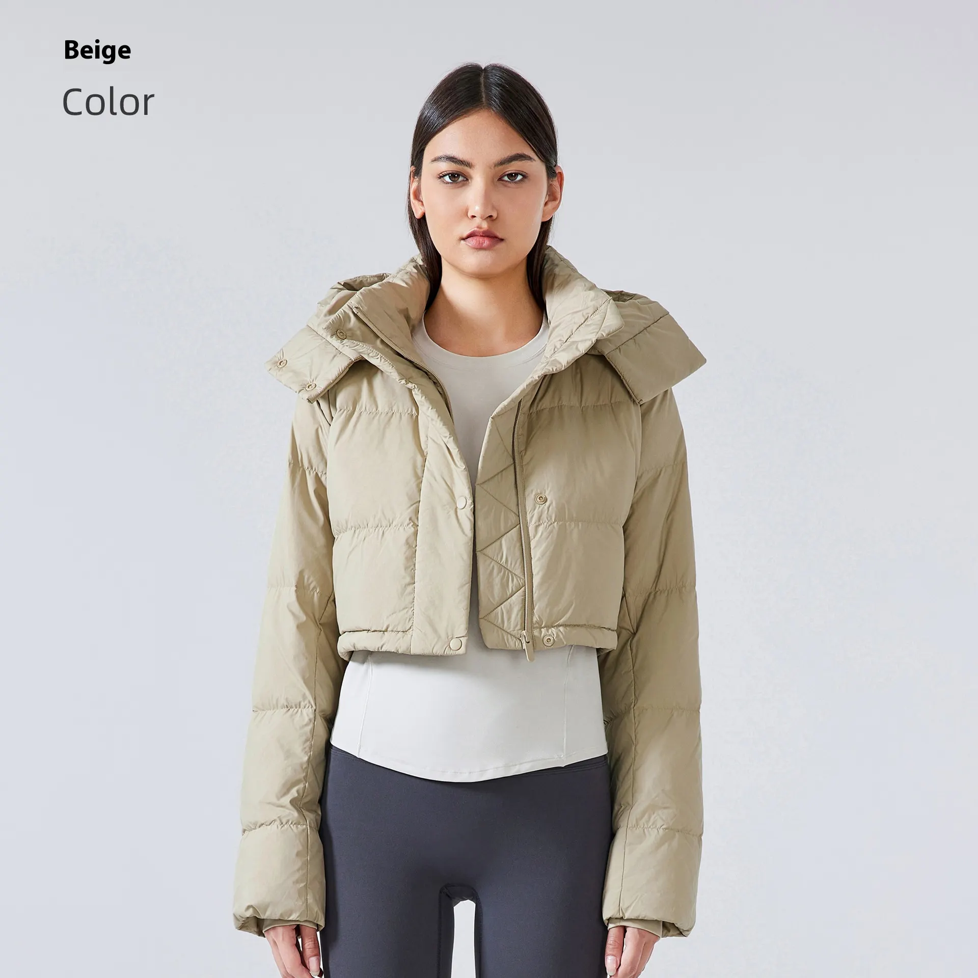 Women's Detachable Hooded Easy Matching Coat - Light Camel