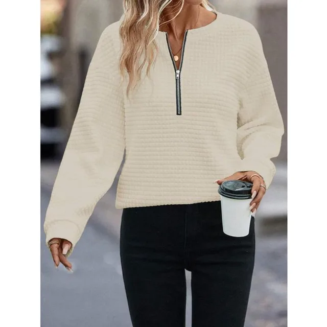Solid Color New Long Sleeve Women's Sweater Apricot - Shop at LoveMi