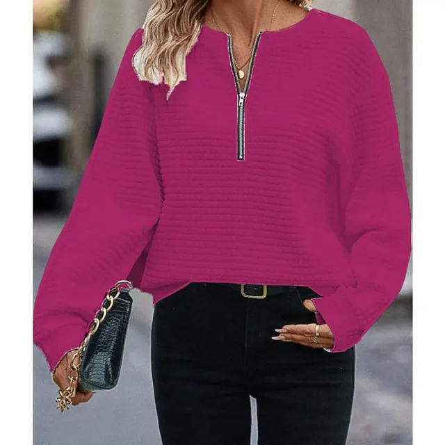 Solid Color New Long Sleeve Women's Sweater Rose Red - Shop at LoveMi