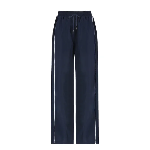 Straight All matching Elastic Waist Pants Blue - Shop at LoveMi