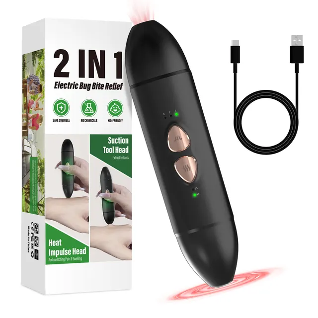 2 in 1 Electric Insect Bite Fever Suction Bite Toxin Anti itching Instrument Black - Shop at LoveMi