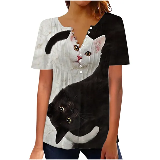 Women's Digital 3D Printed Pleated Round Neck T shirt Bddkzz017 - Shop at LoveMi