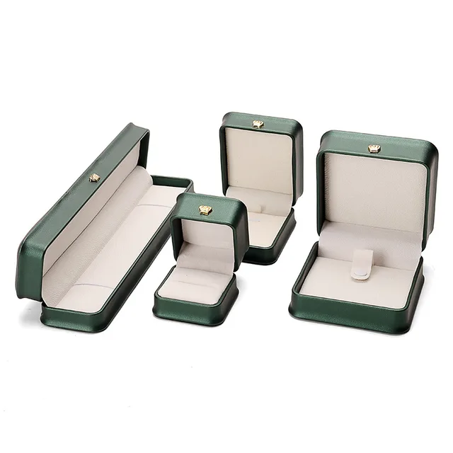 Pendant Jewelry Box Gift PU Leather Necklace Box Flip Box Dark Green - Shop at LoveMi